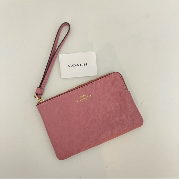 Coach Light Pink / True Pink Corner Zip Wristlet New With Tag - Picture 4 of 13